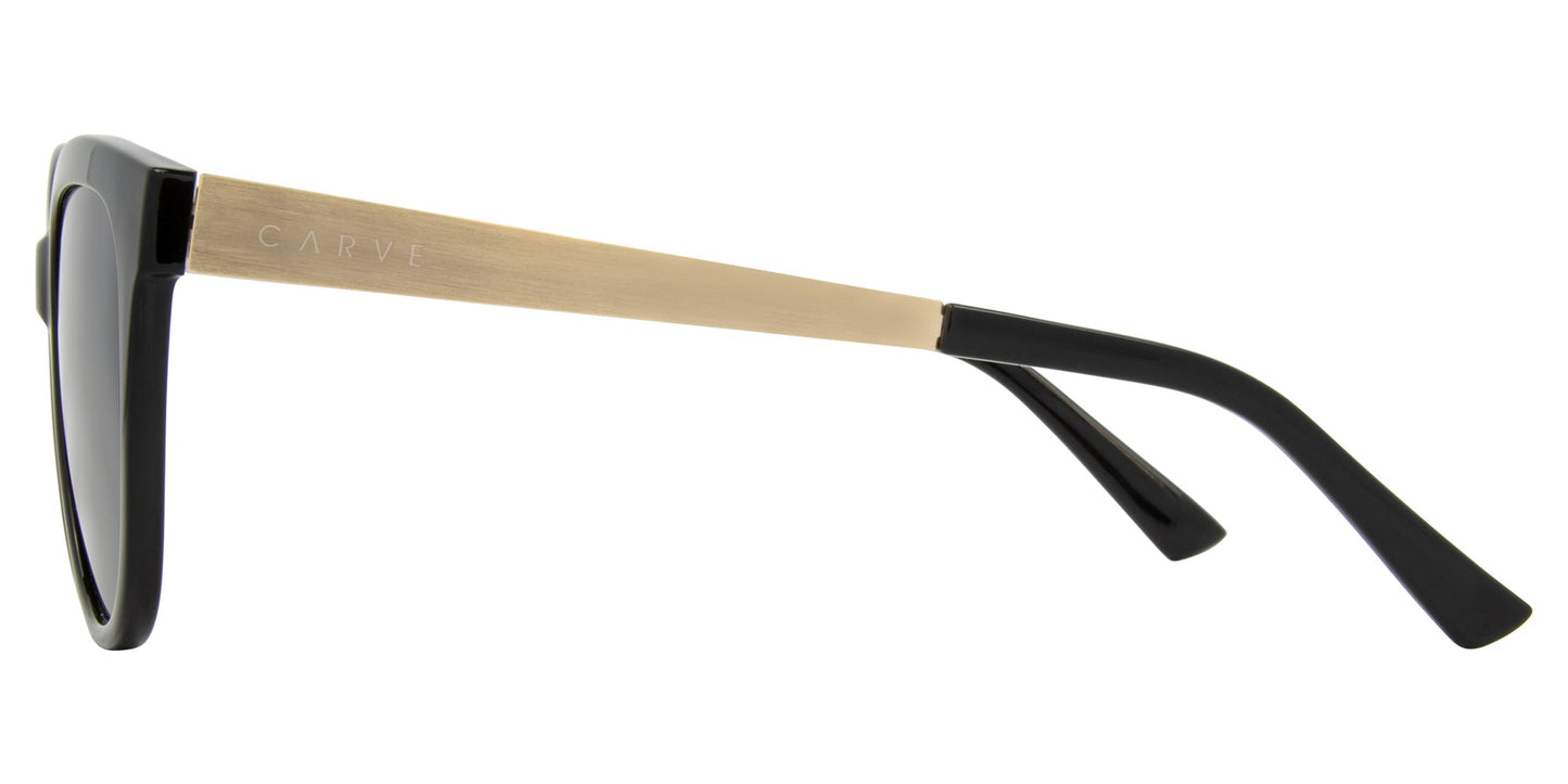 Allure - Gloss Back Front with Gold Temple & Grey Polarised Lens