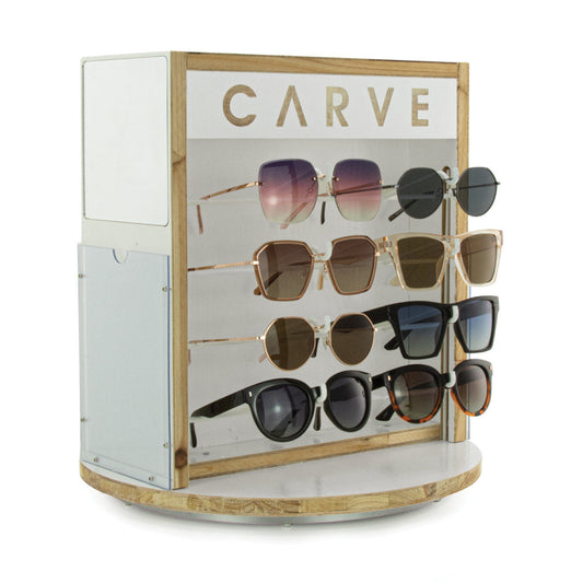 16pc Counter Box Rotating CARVE Eyewear Stand - White