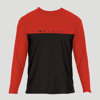 Run Off Men's Larger Sizes Long Sleeve Rash Vest  - Red / Black